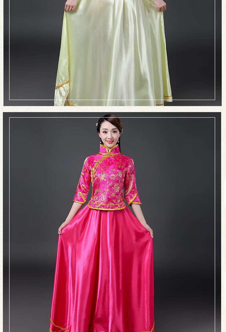 拉夏贝尔 高端轻奢民国服装女小凤仙套装古筝舞蹈演出服长裙中式古装