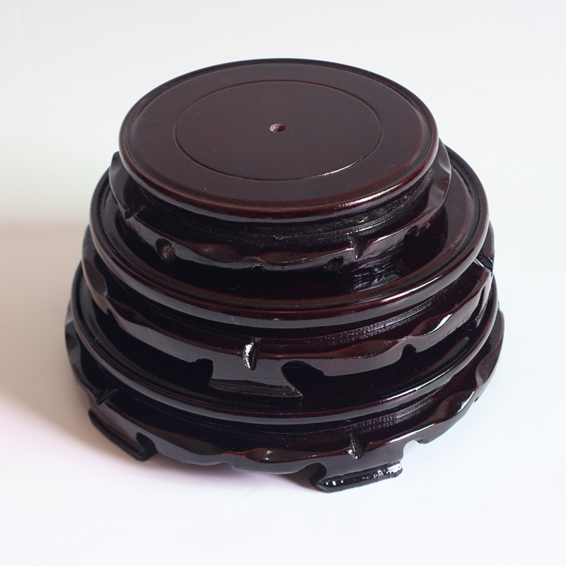 圆形底座木质架子不旋转矮脚底座木质垫子奇石花盆花瓶文玩垫底托不