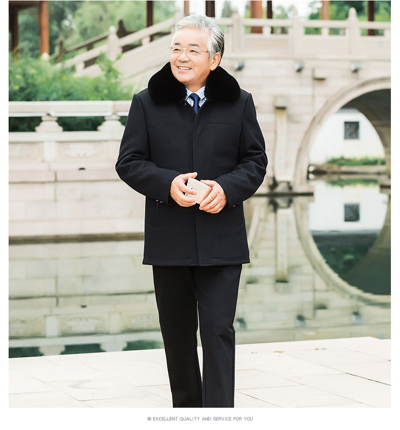 男装607080岁老爷爷冬装外套男中老年加绒夹克加厚老人冬季毛领衣服