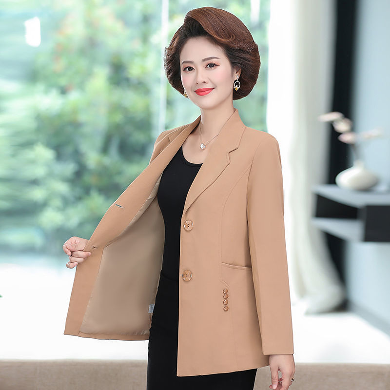 小西装外套女小西服2021春秋新款中年女宽松外套妈妈4050岁时尚薄款