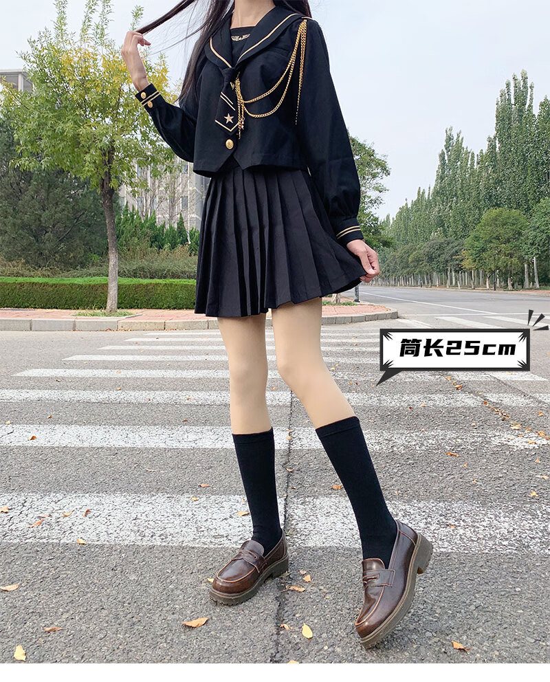 高筒过膝袜黑色小腿袜女半腿袜jk制服中筒袜显瘦百搭棉质长筒袜子w1双