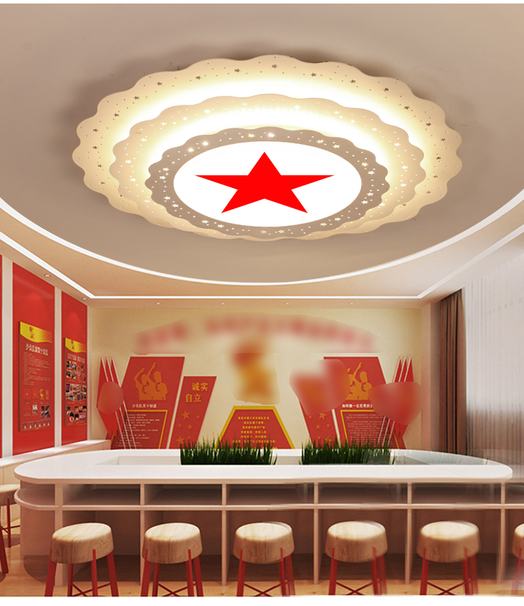 定制党徽吸顶灯红色五角星超大造型八一会议灯具镰刀灯 五角星600mm