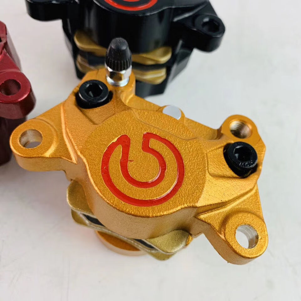 布雷博小螃蟹卡钳套装小龟王战速改装电摩改装刹车卡钳 平叉一字金色