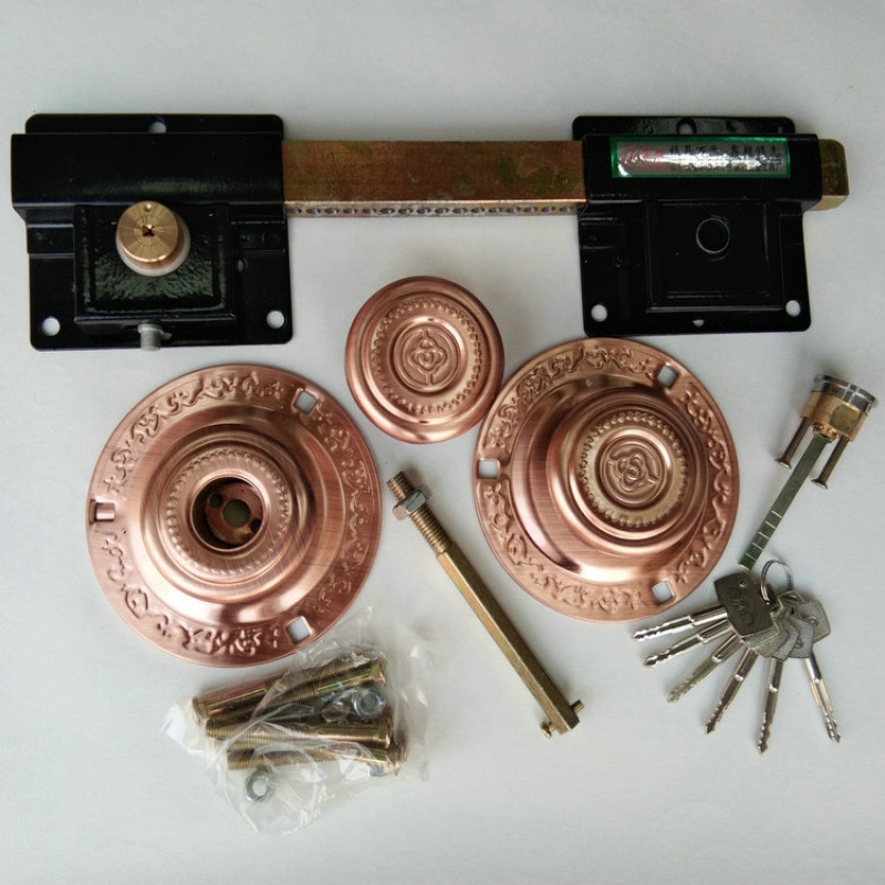 老式大门锁木门铁门双扇锁 木门大铁门锁通用双开门大门锁农村街扇