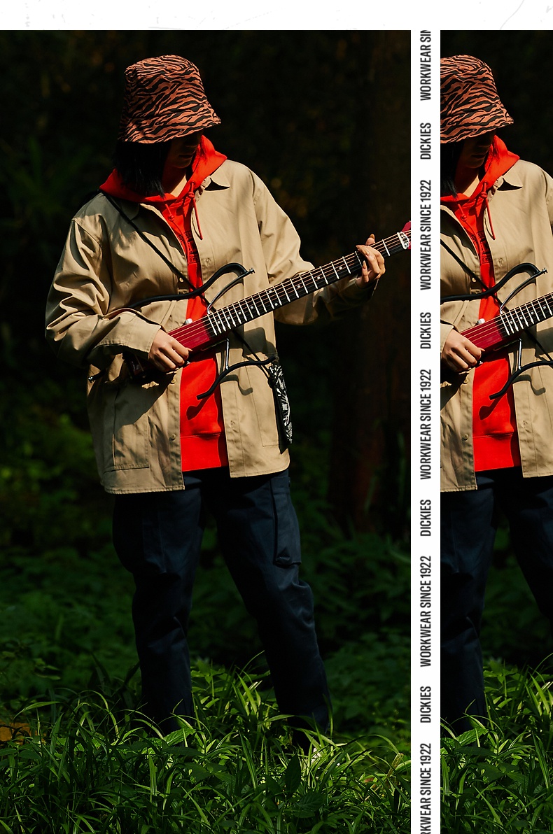 dickies小老虎衬衫新年款纯色长袖衬衫男士休闲上衣衬衫男dk009715沙