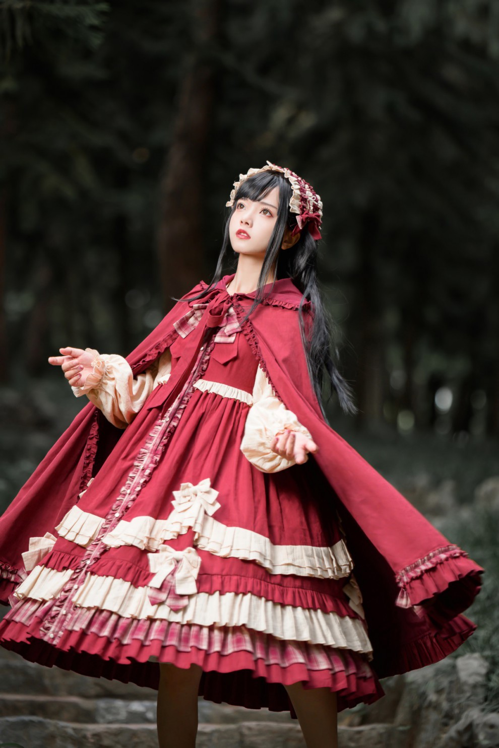 设计国牌新款小红帽少女连衣裙lolita甜美复古可爱裙子洛丽塔 小红帽