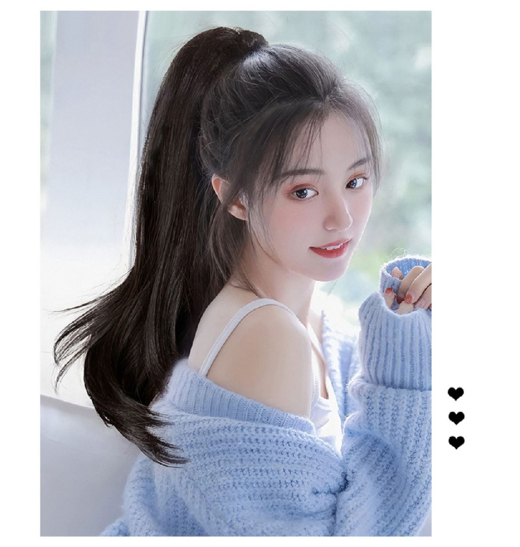 唐妮 假发女马尾抓夹大波浪网红高马尾自然假马尾绑带微卷长发尾辫子h