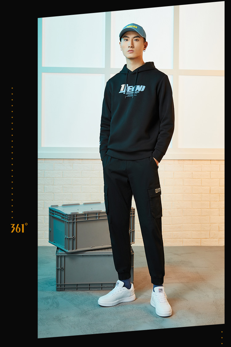 361男装长袖套头衫2022年春秋款运动卫衣361潮款时尚外套运动服男基础