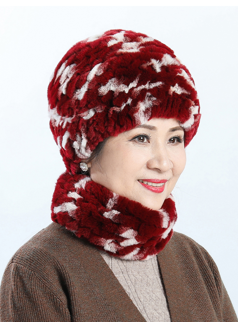 幕加格帽子女冬季中老年人獭兔毛加厚保暖老太太奶奶帽妈妈围巾帽子t