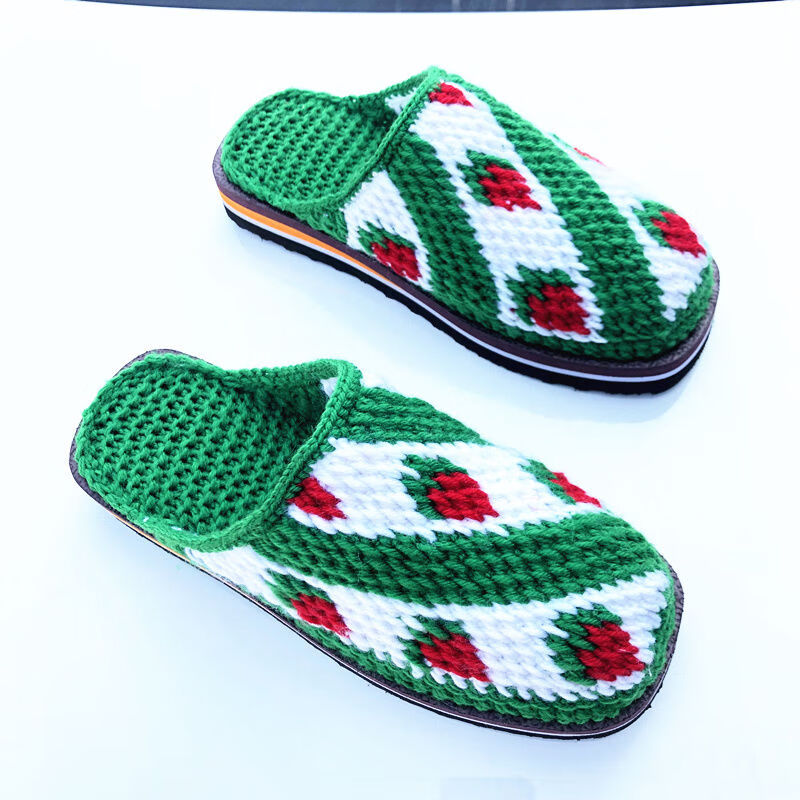 纯手工钩编织婚嫁毛线拖鞋情侣结婚喜庆拖鞋女冬家居拖鞋成品 老公 42