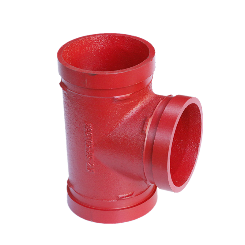 沟槽正三通消防管道球墨铸铁114卡箍式等径三通接头xgqt1刚卡连接 dn