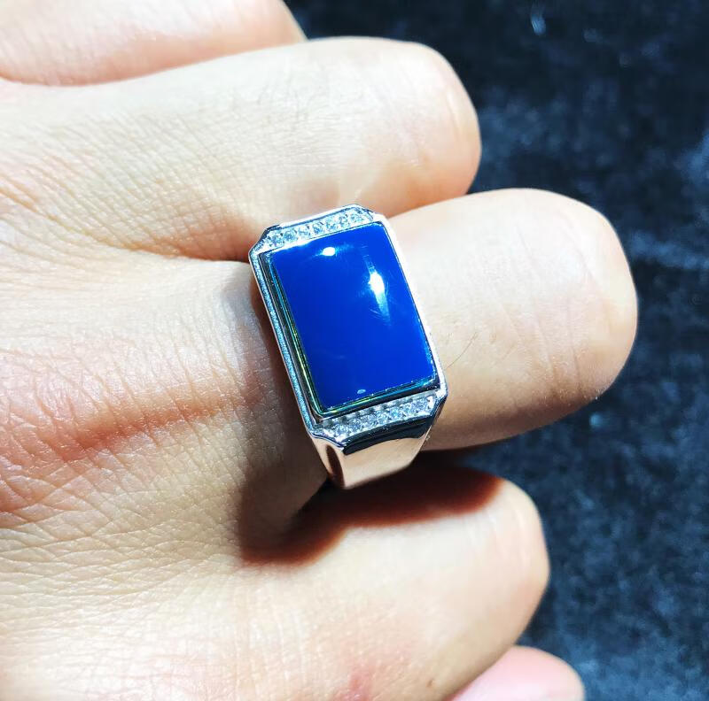 天然精品多米尼加蓝珀戒指 s925琥珀蜜蜡戒子男女款 260【图片 价格