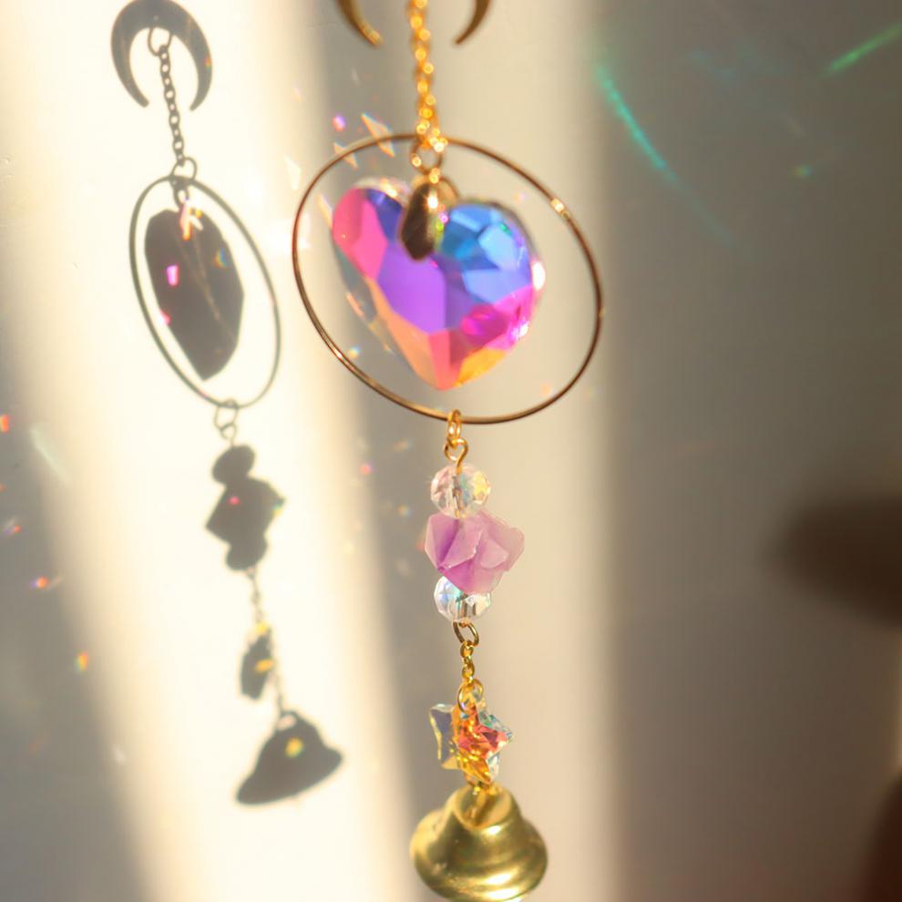 情人节风铃挂饰礼物ins光影水晶风铃挂件铃铛卧式房间窗户挂饰梦幻