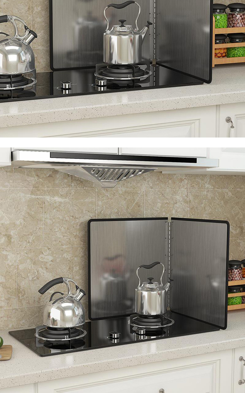 朗朗适用厨房挡油板煤气灶台不锈钢防油挡板厨房家用炒菜防溅油防油烟