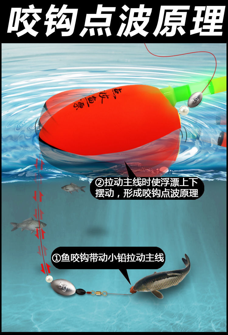 夜光漂点波漂鱼漂高灵敏加粗醒目日夜两用全自动找底钓鱼浮漂套装