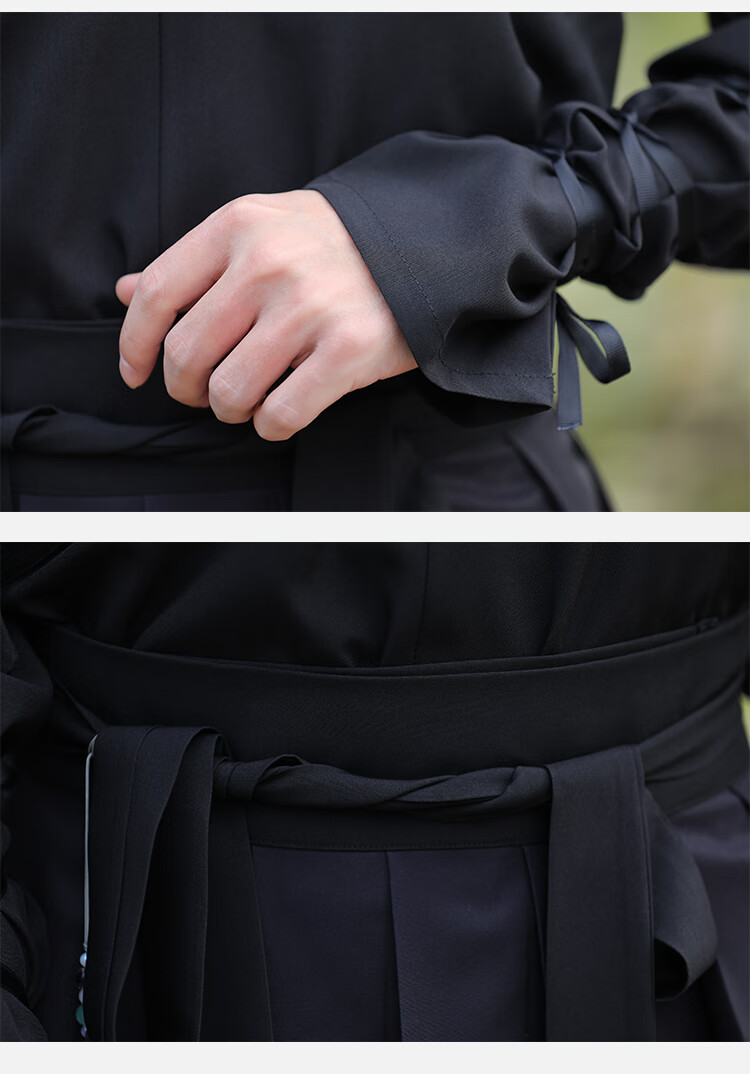 裳厢记汉服男锦衣卫 中国风古装大码交领长袖二件套汉服男生黑色书生