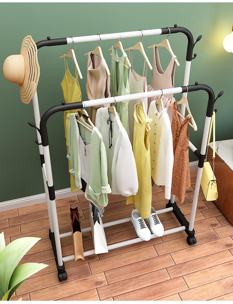 迈格龙简易衣架落地立式衣架衣帽架单杆式阳台晒衣服架子家用卧室宿舍