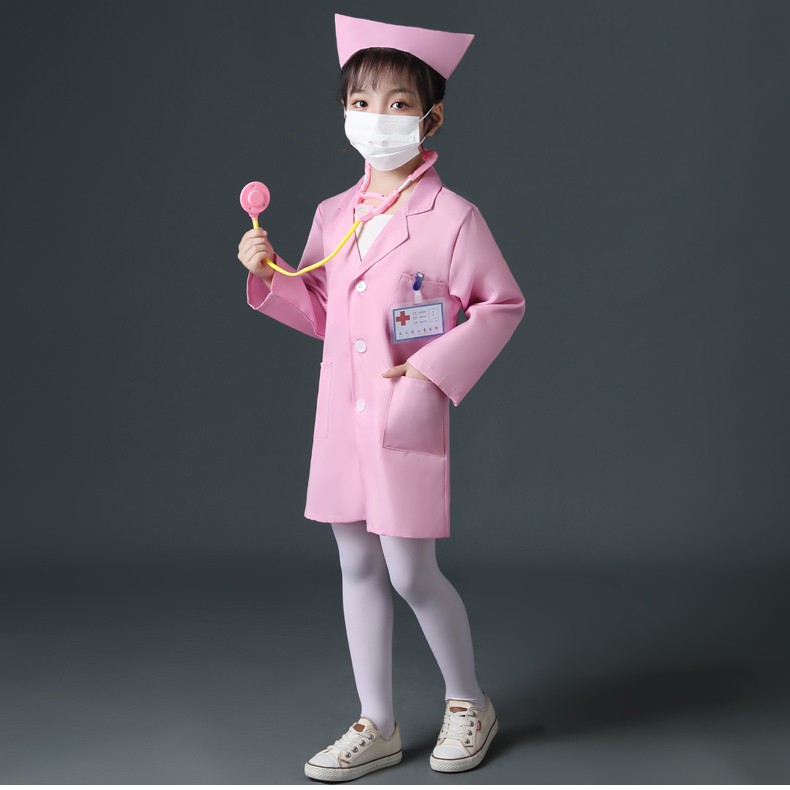 儿童医生服装儿童小医生服装幼儿园实验员职业角色扮演白大褂演出服柠