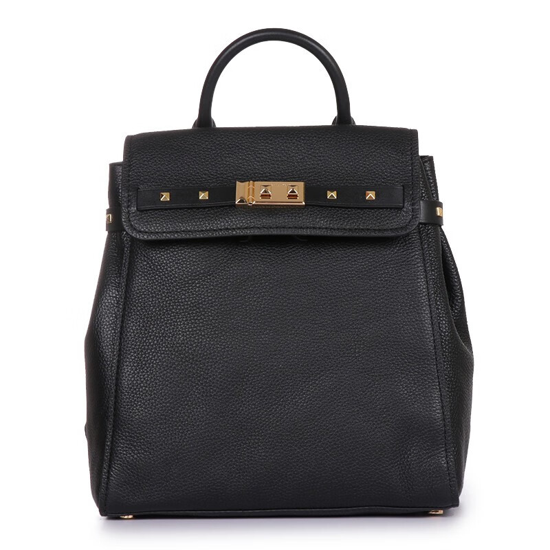 科尔斯mk女包双肩包铆钉休闲背包差旅行包黑色牛皮包30s5gezb5l 30s