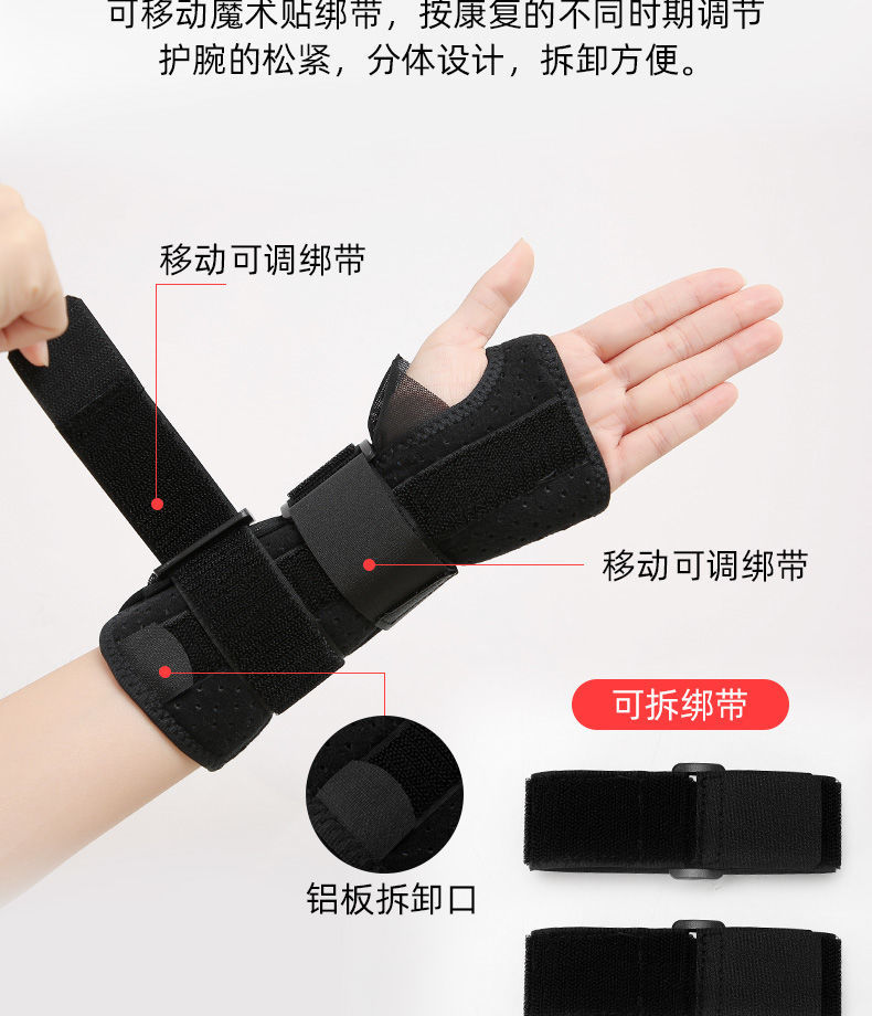 医用康复护腕手腕固定夹板护具支具腱鞘炎腕关节护套男女扭伤黑色右手