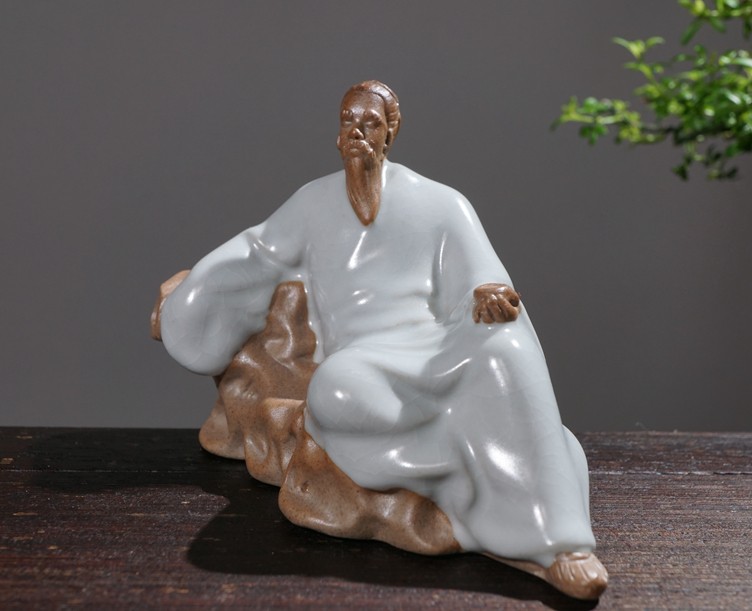 天南兄弟盆景假山摆件陶瓷小人物老翁下棋翁弹琴吹笛配件上水石吸水石