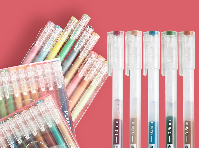 顽意屋 彩色手帐笔莫兰迪色系中性笔大容量套装可爱创意ins多种颜色笔