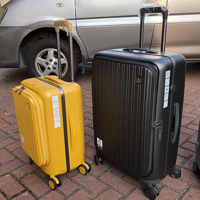 crown皇冠行李箱前置学生女20寸拉杆25旅行28铝框商务拉链款5278结实