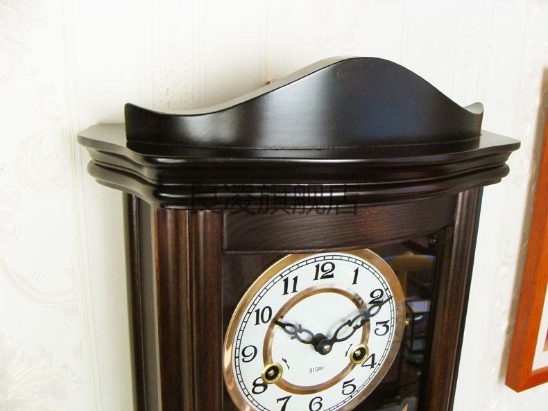 老式机械摇摆挂钟实木机械挂钟上弦上链老式报时机械钟新中式美式复古