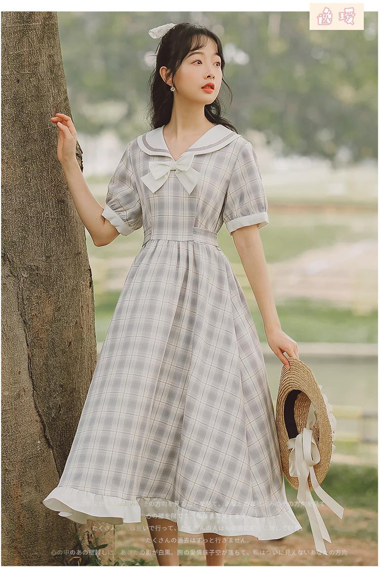 逸瑷连衣裙学生夏季女装学院风初中生高中生少女生裙子夏天小清新衣服