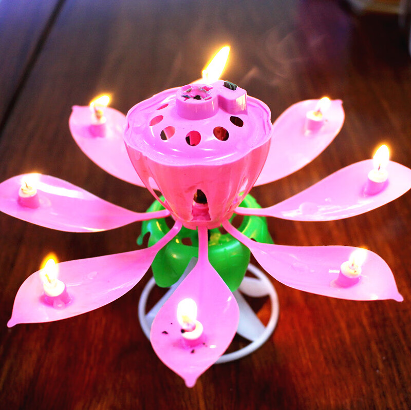 2022莲花生日蜡烛创意生日蜡烛自动开花音乐蜡烛浪漫烛光单层莲花荷花