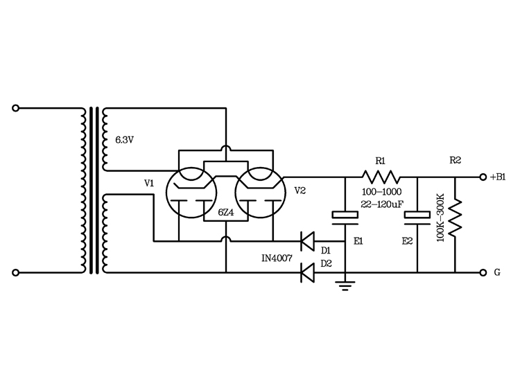 双6z4电子管大电流胆机前级或胆耳放唱放用整流滤波高压电源板蓝
