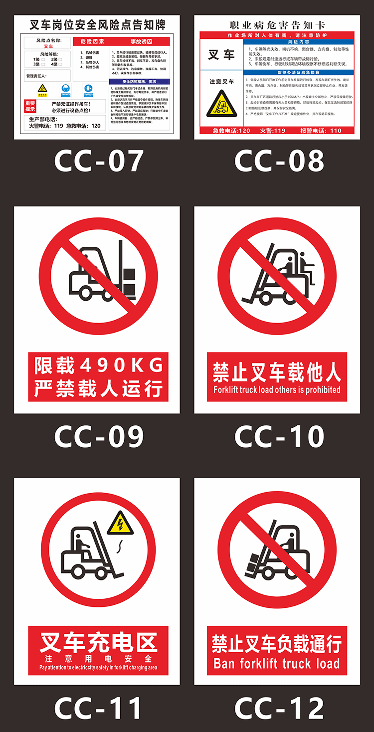 叉车标识牌 工厂内叉车限速5公里注意行人注意叉车通道警示告知牌