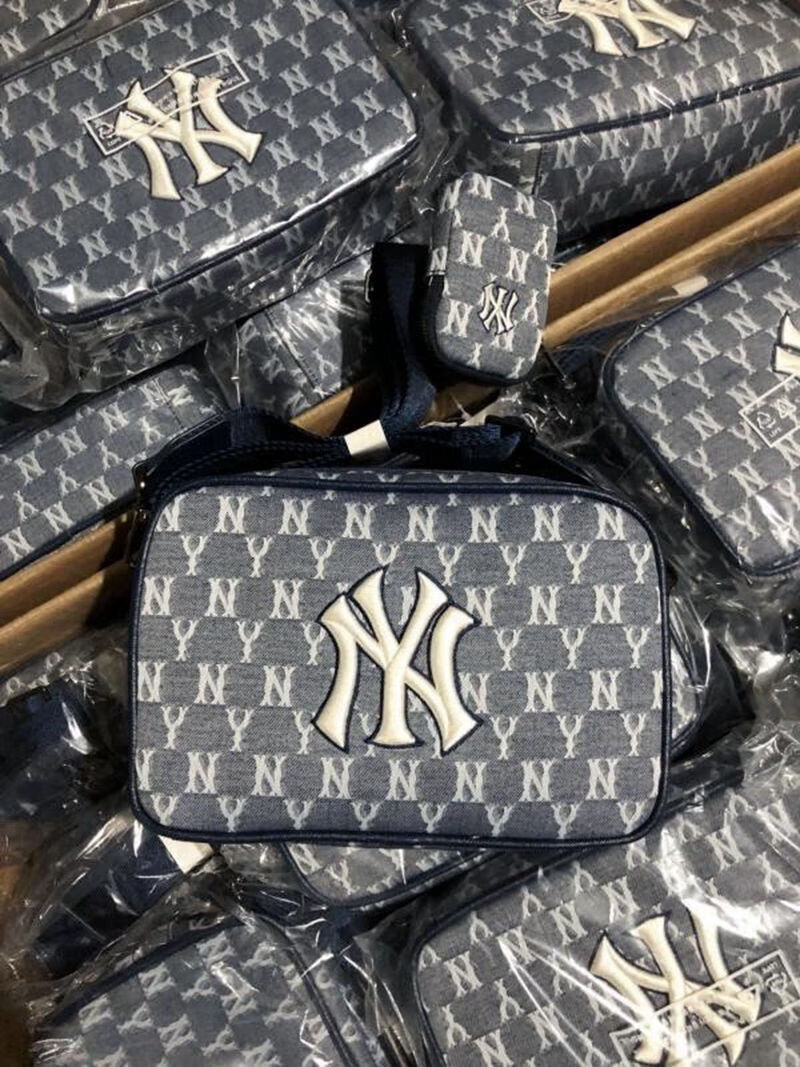 mlb韩国mb单肩包复古老花子母相机包ny刺绣潮牌斜挎包男女运动休闲包