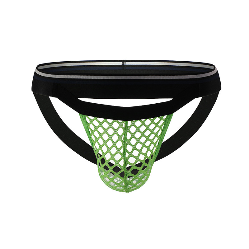 微爱 性感渔网男士内裤薄款大网眼露臀双丁裤u凸透气