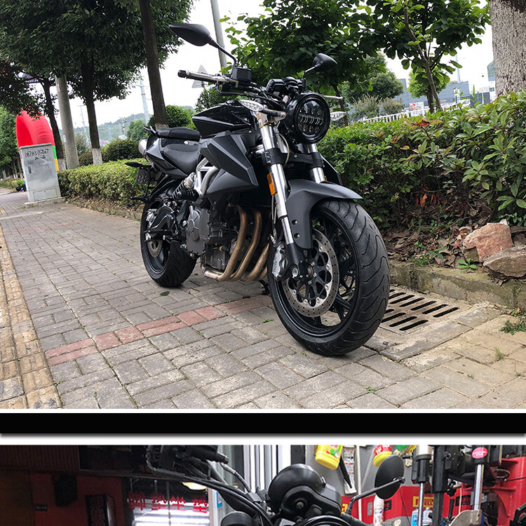 适用贝纳利黄龙600300502c改装cb400摩托车8寸led复古圆前大灯80w大灯