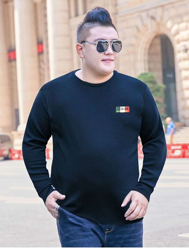 特价捡漏高档品牌特大码男装新款长袖恤男士宽松加肥加大胖子男装肥佬