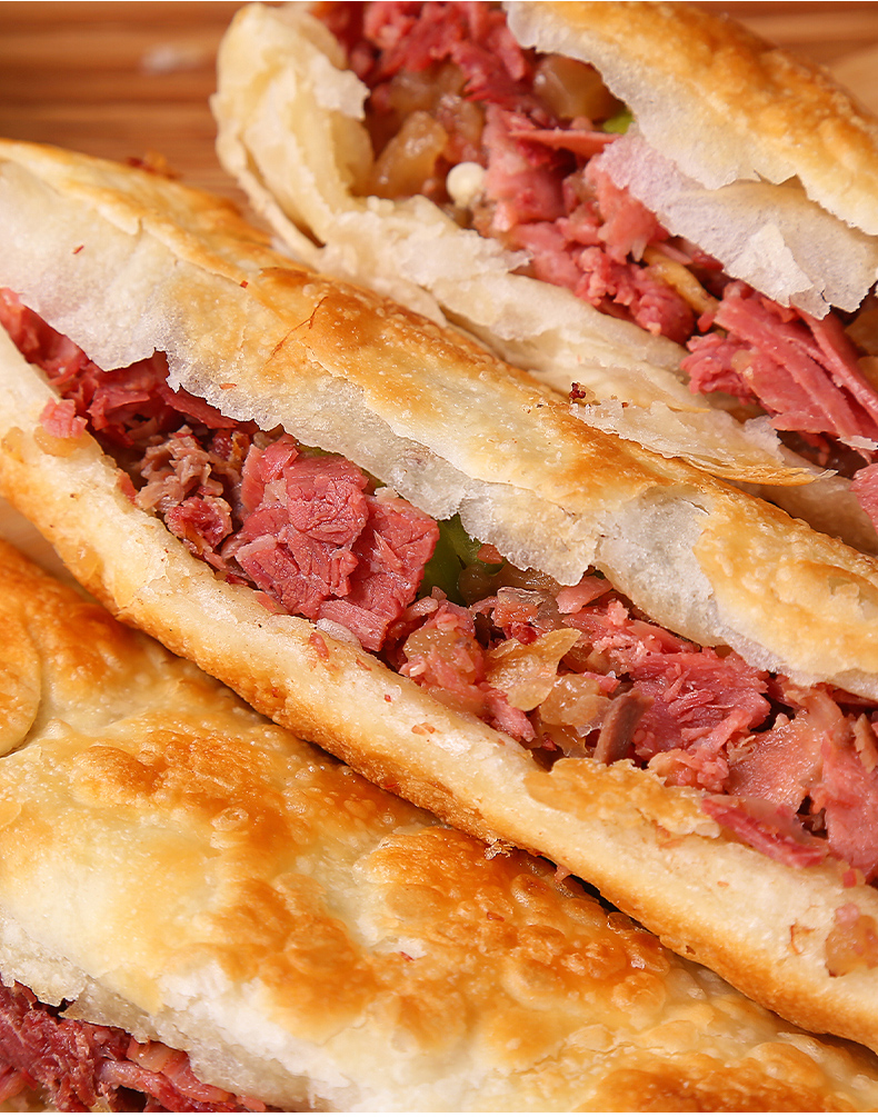 发驴肉火烧饼皮半成品速冻真空装顺丰快递1斤熟板肠10个火烧皮加焖子