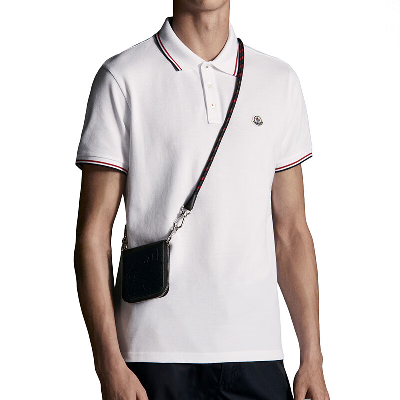 22年早春新款 男士光学白色纯棉三色饰边徽标短袖polo衫t恤h10918a