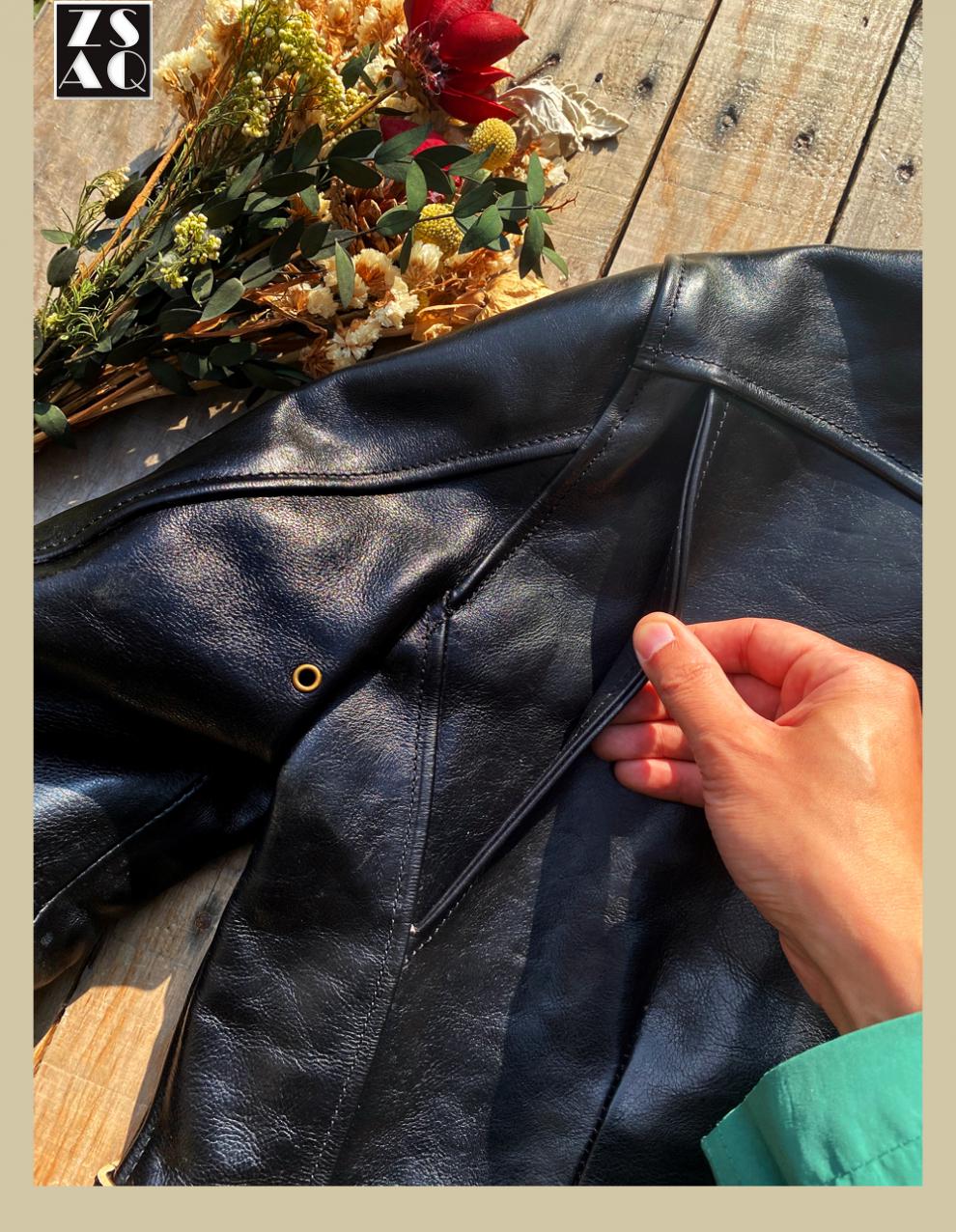 zsaq男装所谓经典不过而已重磅茶芯马皮1930复古皮衣男士机车夹克秋