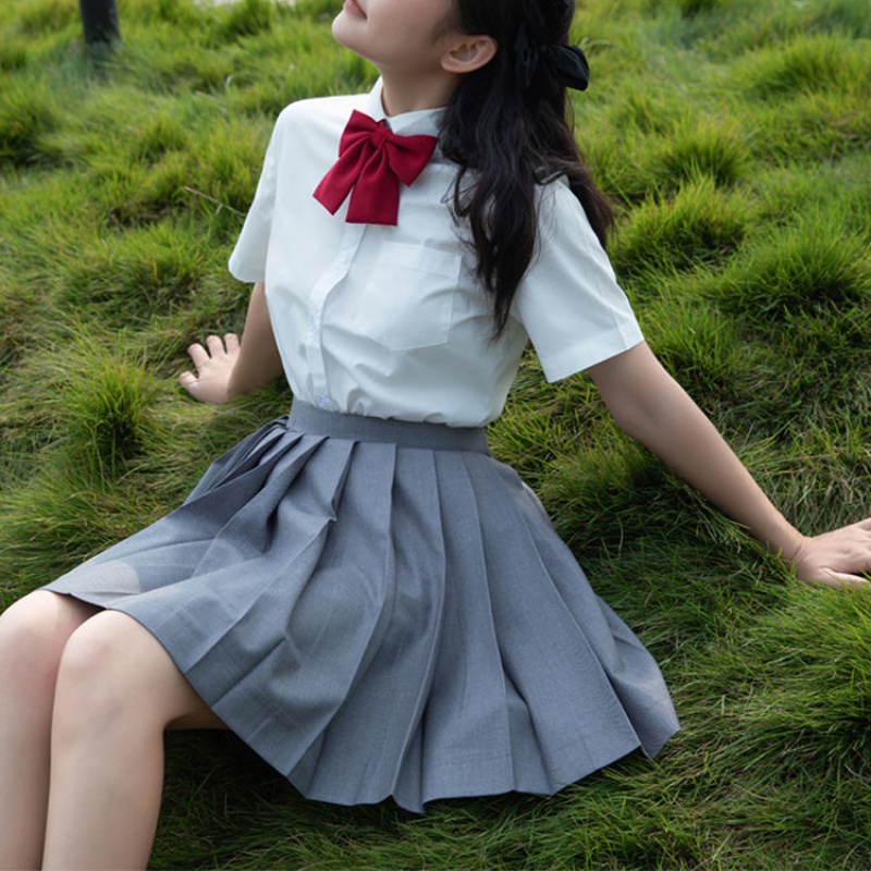 半身裙女新款 日系jk制服学院风百褶裙灰色短款半身裙班服校服 灰色