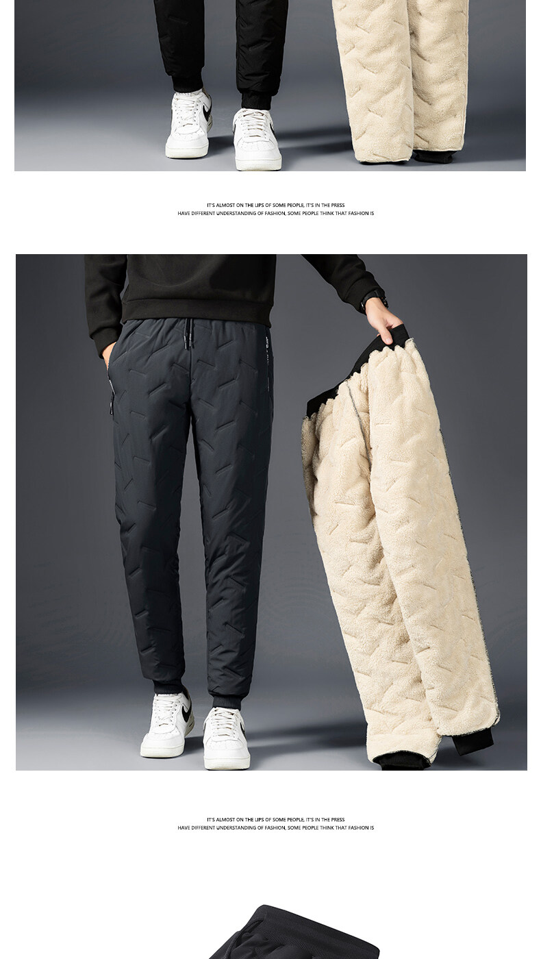 雅鹿加绒加厚休闲裤男冬天北方防寒保暖外穿男士大码羊羔绒加绒加厚棉