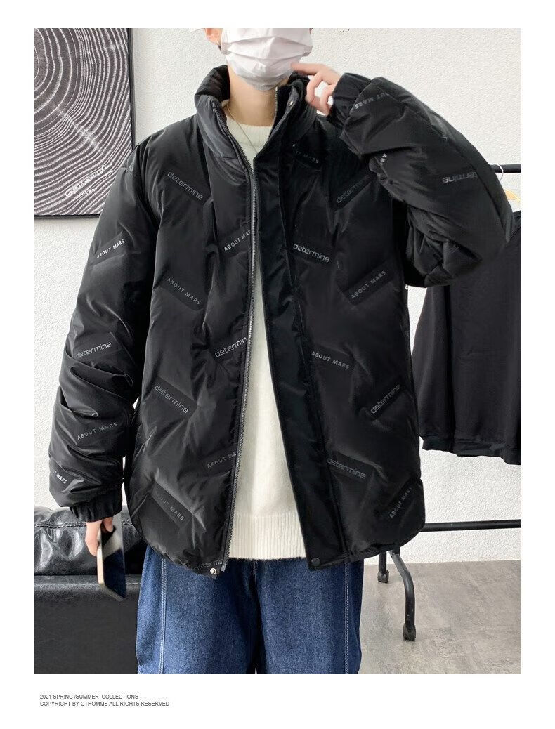 卡思图鲨鱼男士冬季2022年新款常规款ins潮牌加绒男装冬装外套 浅灰 m