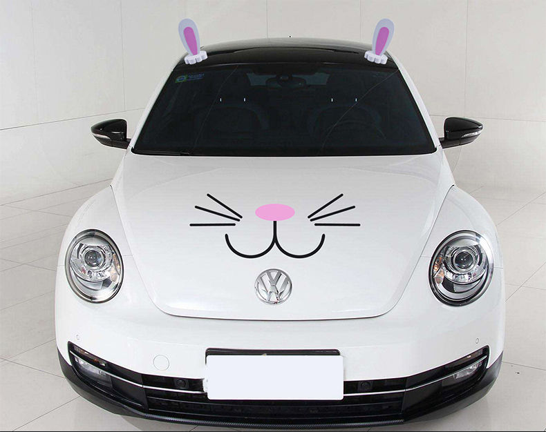 仓梵 汽车车顶装饰兔耳朵可爱眼睫毛搞笑贴纸车外装饰品个性创意车贴 