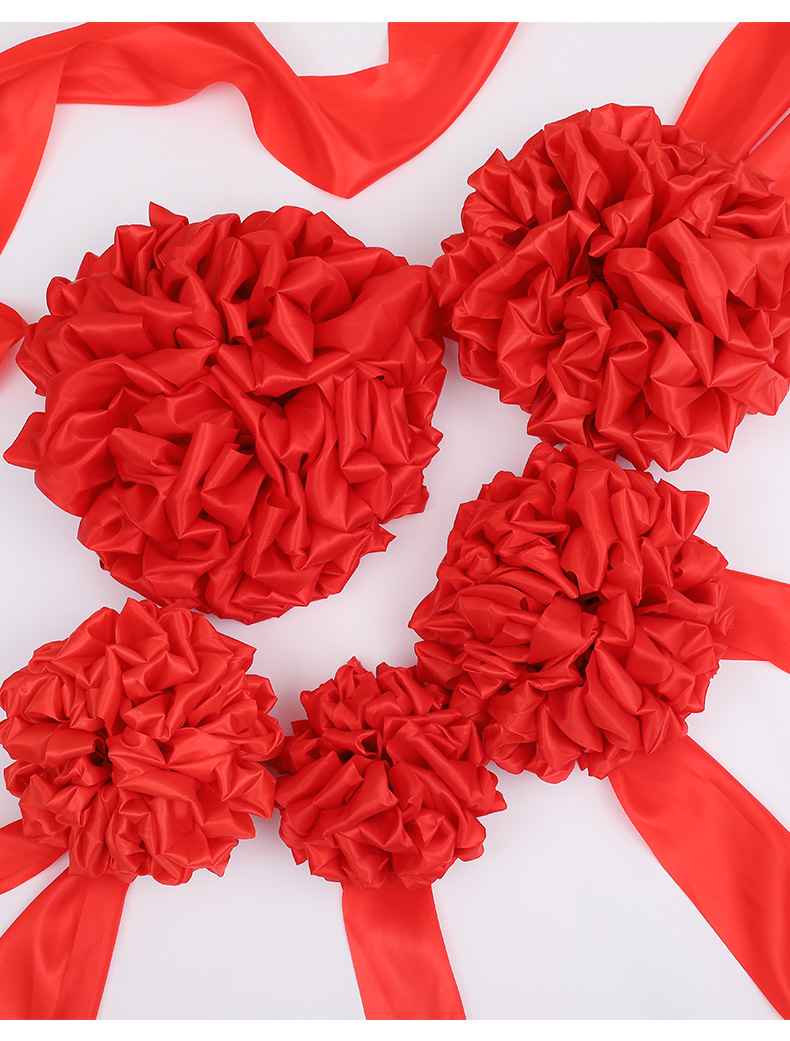 2021新款婚车装饰车头大红车花 婚车装饰车头大红花球新车红绸绣球花