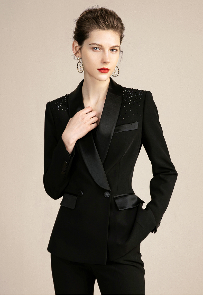 新款洋气职业装礼服西装高端醋酸西服正装 西装 m【图片 价格 品牌