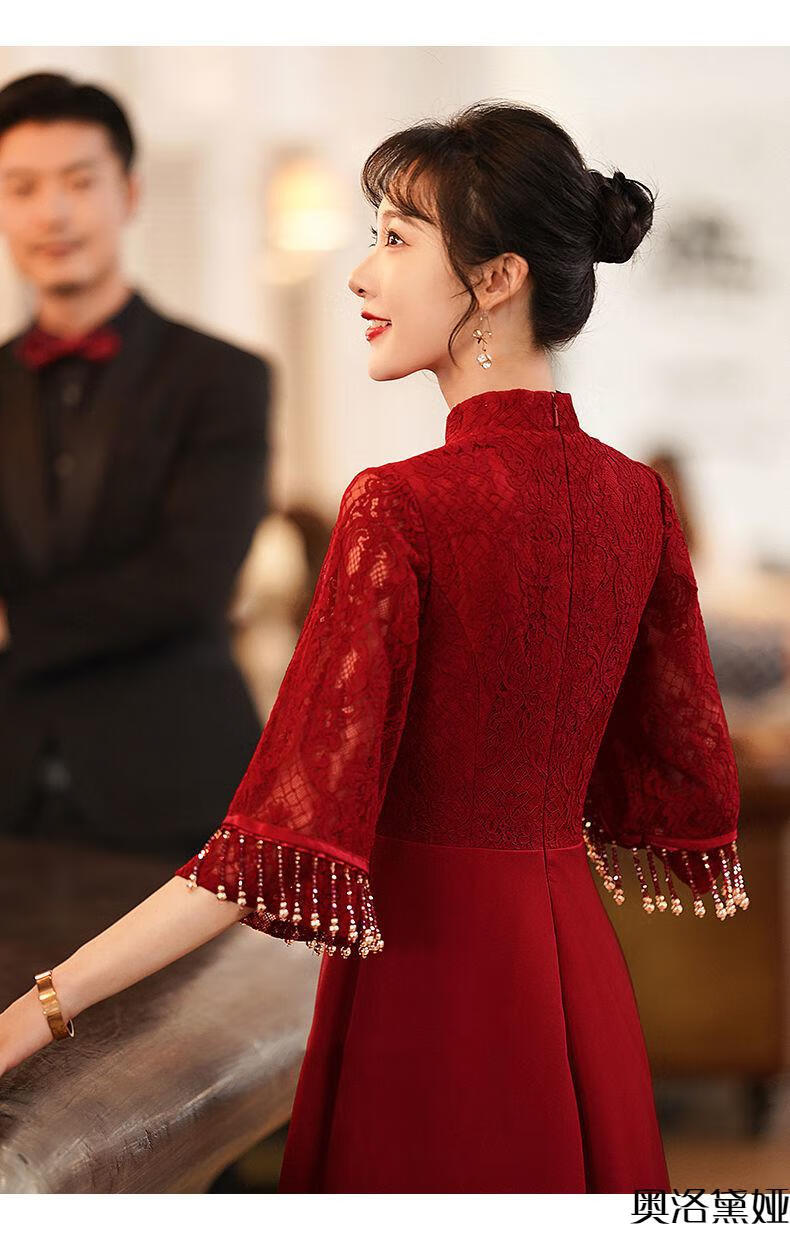 敬酒服新娘礼服平时可穿现代婚礼订婚回门衣服旗袍敬酒服新娘新款长款