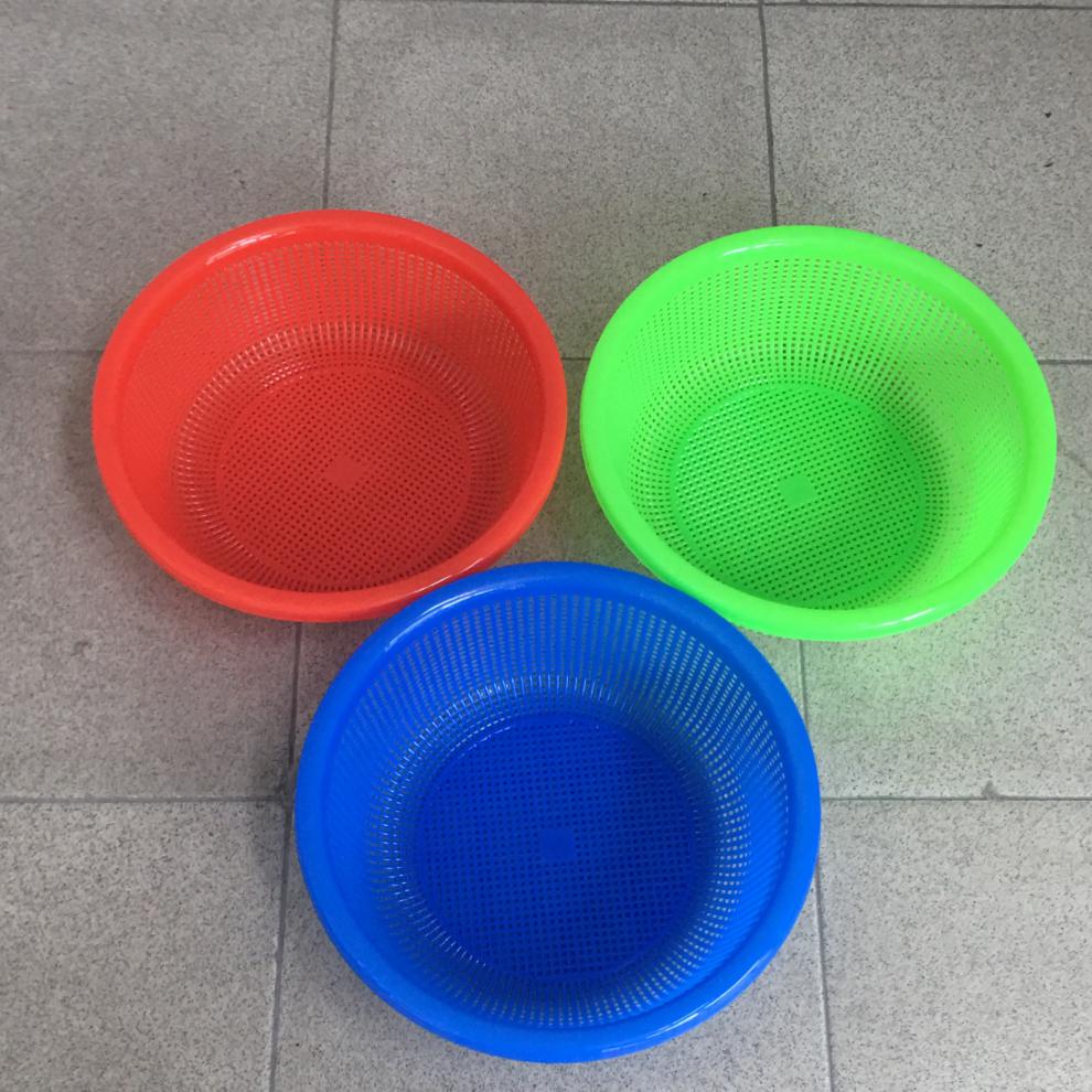 圆形箩筐塑料幼儿园小篮子正方形沥水淘米筛厨房筐密眼洗菜篮白色直径