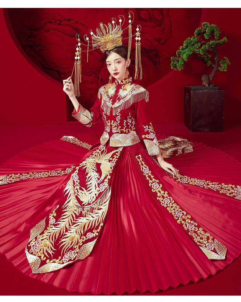 秀禾服新娘新款中式婚纱结婚礼服敬酒服嫁衣中国风凤冠霞帔旗袍女装