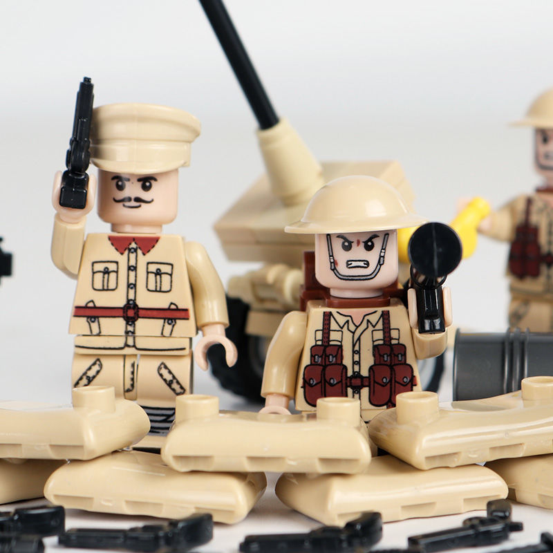 兼容二战英军莱茵河战役苏军美军军事拼装人仔积木玩具zm718库尔斯克