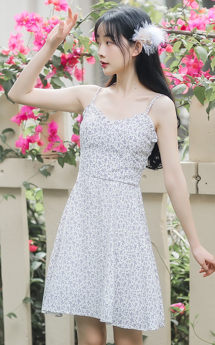 甄虹2021新款温柔小清新碎花吊带裙 6520黄色吊带裙 s